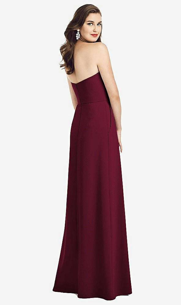 Back View - Cabernet Strapless Pleated Skirt Crepe Dress with Pockets