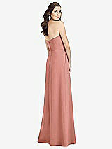 Rear View Thumbnail - Desert Rose Strapless Pleated Skirt Crepe Dress with Pockets