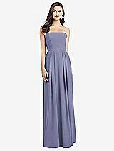 Alt View 1 Thumbnail - French Blue Strapless Pleated Skirt Crepe Dress with Pockets