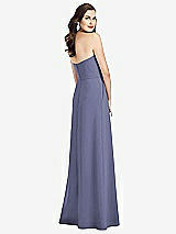 Rear View Thumbnail - French Blue Strapless Pleated Skirt Crepe Dress with Pockets