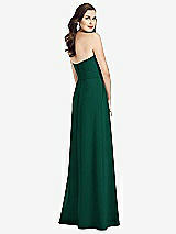 Rear View Thumbnail - Hunter Green Strapless Pleated Skirt Crepe Dress with Pockets