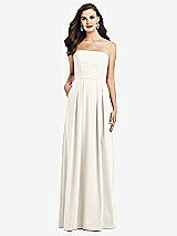 Front View Thumbnail - Ivory Strapless Pleated Skirt Crepe Dress with Pockets