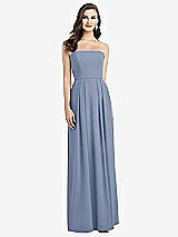 Alt View 1 Thumbnail - Larkspur Blue Strapless Pleated Skirt Crepe Dress with Pockets