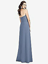 Rear View Thumbnail - Larkspur Blue Strapless Pleated Skirt Crepe Dress with Pockets