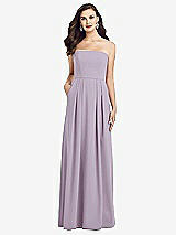Front View Thumbnail - Lilac Haze Strapless Pleated Skirt Crepe Dress with Pockets