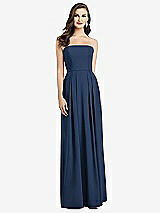 Alt View 1 Thumbnail - Midnight Navy Strapless Pleated Skirt Crepe Dress with Pockets