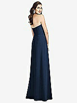 Rear View Thumbnail - Midnight Navy Strapless Pleated Skirt Crepe Dress with Pockets