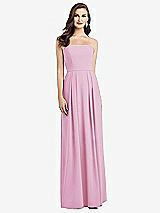 Alt View 1 Thumbnail - Powder Pink Strapless Pleated Skirt Crepe Dress with Pockets