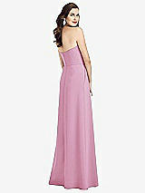 Rear View Thumbnail - Powder Pink Strapless Pleated Skirt Crepe Dress with Pockets
