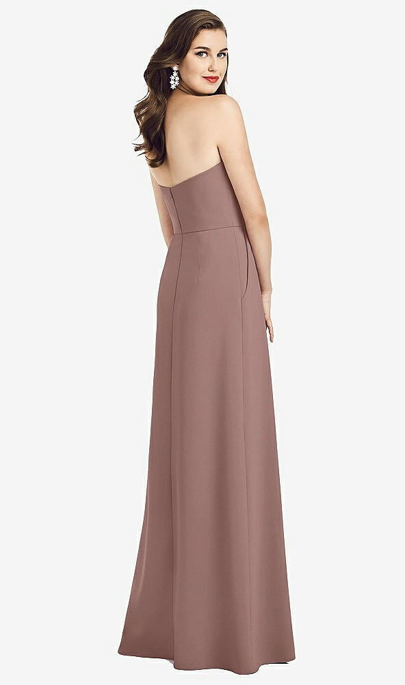 Back View - Sienna Strapless Pleated Skirt Crepe Dress with Pockets