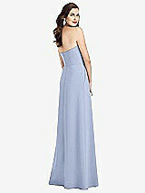 Rear View Thumbnail - Sky Blue Strapless Pleated Skirt Crepe Dress with Pockets