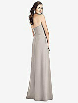 Rear View Thumbnail - Taupe Strapless Pleated Skirt Crepe Dress with Pockets