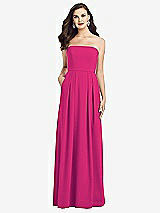 Front View Thumbnail - Think Pink Strapless Pleated Skirt Crepe Dress with Pockets
