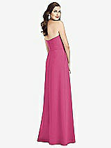 Rear View Thumbnail - Tea Rose Strapless Pleated Skirt Crepe Dress with Pockets