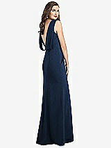 Front View Thumbnail - Midnight Navy Draped Backless Crepe Dress with Pockets
