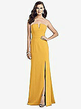 Front View Thumbnail - NYC Yellow Strapless Notch Crepe Gown with Front Slit
