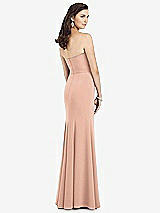 Rear View Thumbnail - Pale Peach Strapless Notch Crepe Gown with Front Slit