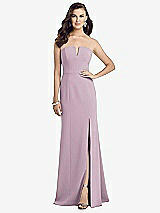Front View Thumbnail - Suede Rose Strapless Notch Crepe Gown with Front Slit