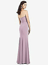 Rear View Thumbnail - Suede Rose Strapless Notch Crepe Gown with Front Slit