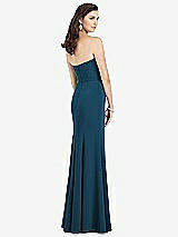 Rear View Thumbnail - Atlantic Blue Strapless Notch Crepe Gown with Front Slit