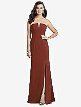 Front View Thumbnail - Auburn Moon Strapless Notch Crepe Gown with Front Slit