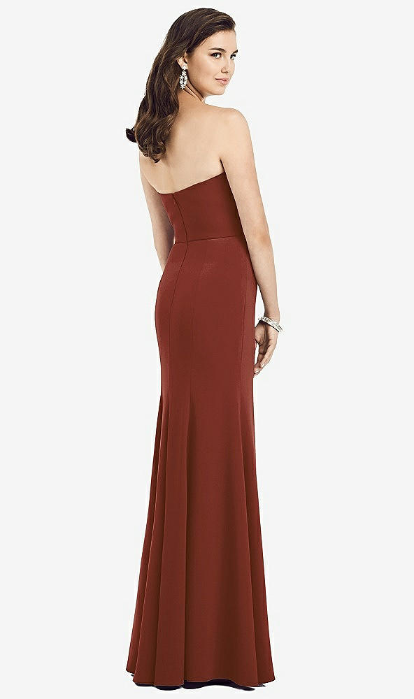 Back View - Auburn Moon Strapless Notch Crepe Gown with Front Slit