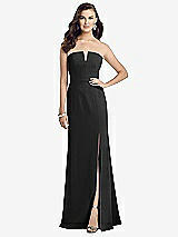 Front View Thumbnail - Black Strapless Notch Crepe Gown with Front Slit