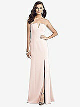 Front View Thumbnail - Blush Strapless Notch Crepe Gown with Front Slit
