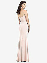 Rear View Thumbnail - Blush Strapless Notch Crepe Gown with Front Slit