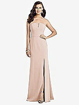 Front View Thumbnail - Cameo Strapless Notch Crepe Gown with Front Slit