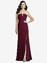 Front View Thumbnail - Cabernet Strapless Notch Crepe Gown with Front Slit