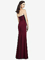 Rear View Thumbnail - Cabernet Strapless Notch Crepe Gown with Front Slit