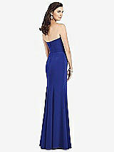 Rear View Thumbnail - Cobalt Blue Strapless Notch Crepe Gown with Front Slit