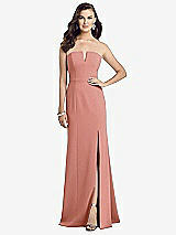 Front View Thumbnail - Desert Rose Strapless Notch Crepe Gown with Front Slit