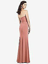 Rear View Thumbnail - Desert Rose Strapless Notch Crepe Gown with Front Slit