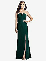 Front View Thumbnail - Evergreen Strapless Notch Crepe Gown with Front Slit