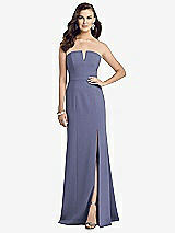 Front View Thumbnail - French Blue Strapless Notch Crepe Gown with Front Slit