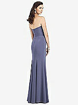 Rear View Thumbnail - French Blue Strapless Notch Crepe Gown with Front Slit