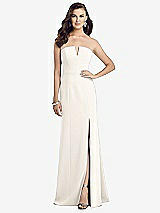 Front View Thumbnail - Ivory Strapless Notch Crepe Gown with Front Slit