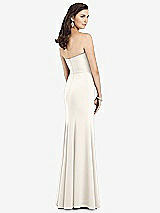 Rear View Thumbnail - Ivory Strapless Notch Crepe Gown with Front Slit