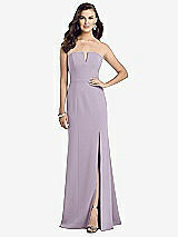 Front View Thumbnail - Lilac Haze Strapless Notch Crepe Gown with Front Slit