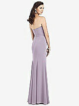 Rear View Thumbnail - Lilac Haze Strapless Notch Crepe Gown with Front Slit