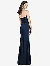 Rear View Thumbnail - Midnight Navy Strapless Notch Crepe Gown with Front Slit