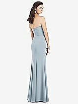 Rear View Thumbnail - Mist Strapless Notch Crepe Gown with Front Slit