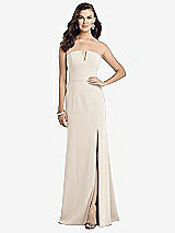 Front View Thumbnail - Oat Strapless Notch Crepe Gown with Front Slit