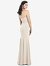 Rear View Thumbnail - Oat Strapless Notch Crepe Gown with Front Slit