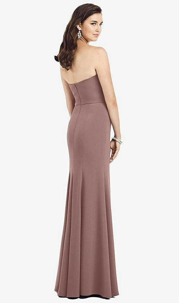 Back View - Sienna Strapless Notch Crepe Gown with Front Slit