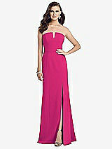 Front View Thumbnail - Think Pink Strapless Notch Crepe Gown with Front Slit