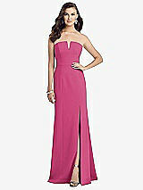 Front View Thumbnail - Tea Rose Strapless Notch Crepe Gown with Front Slit