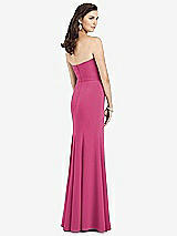 Rear View Thumbnail - Tea Rose Strapless Notch Crepe Gown with Front Slit